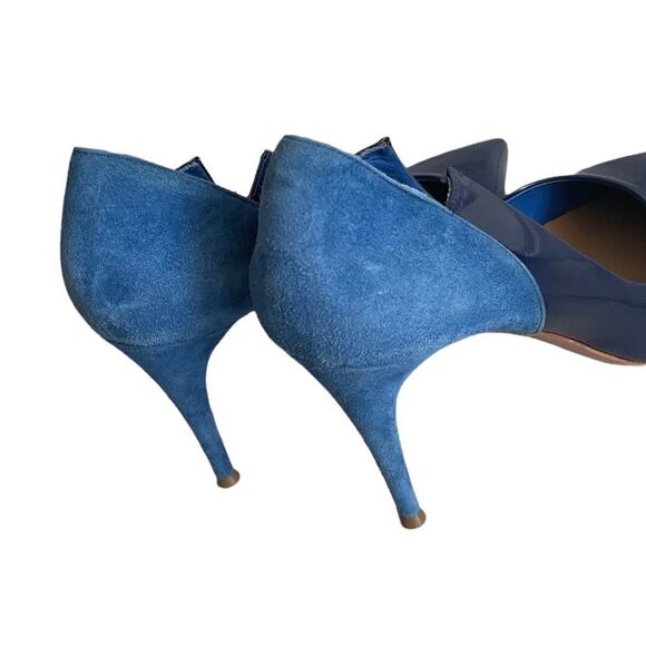 Chloe Leather High Heel Pointy Toe Pumps Shoes Made In Italy Blue 39.5 - Picture 14 of 15